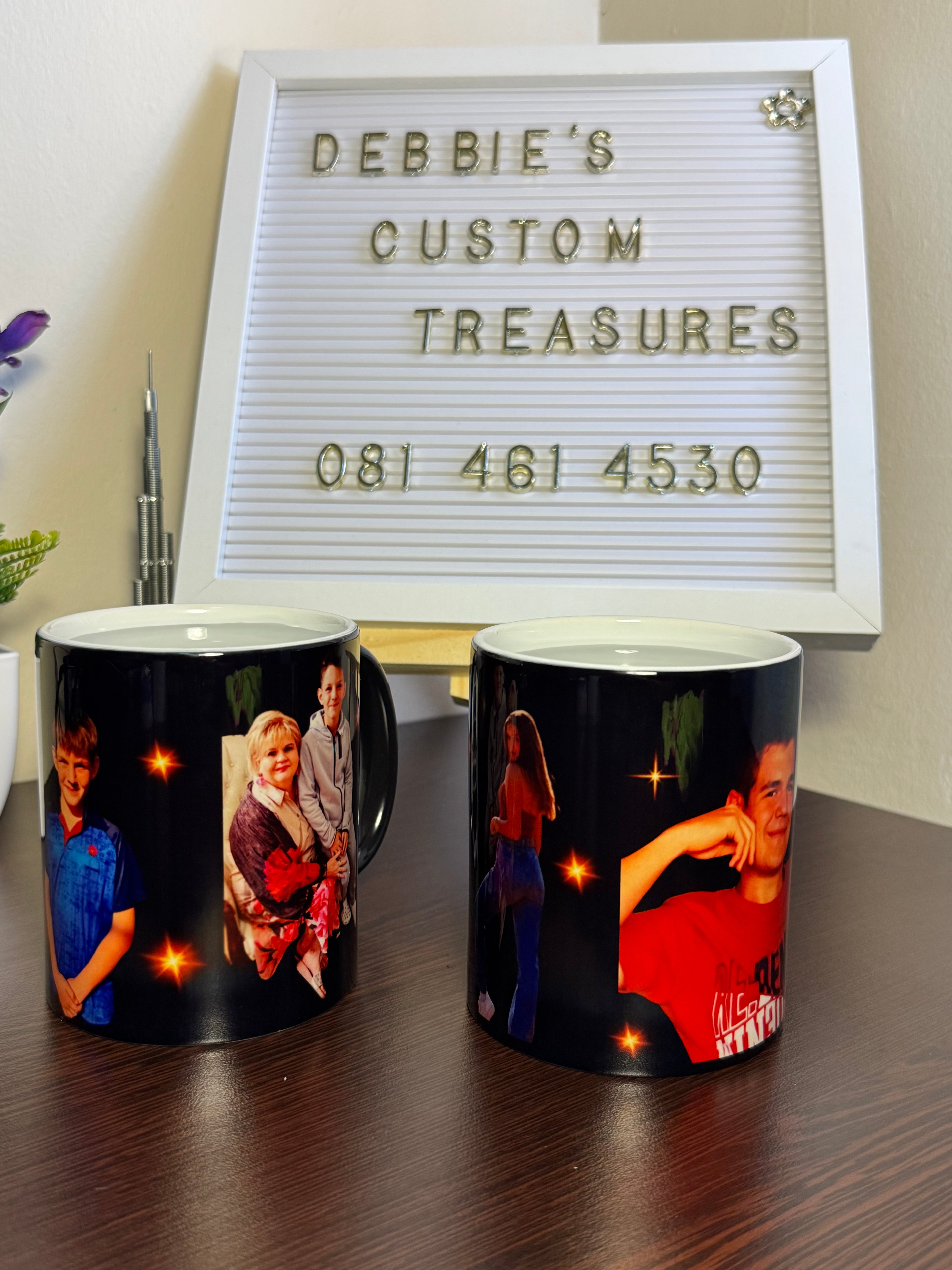 Black glossy magic mug
